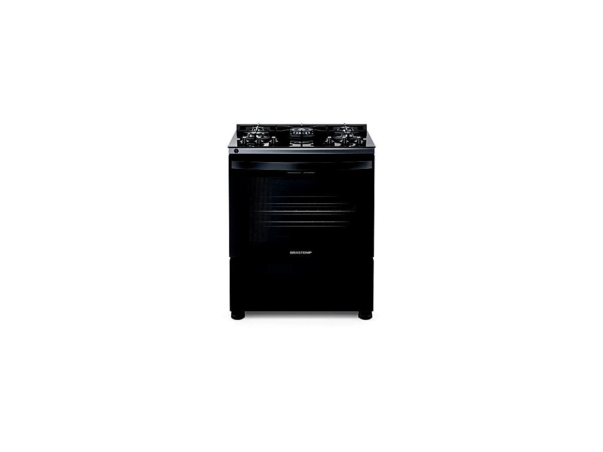 Fogão 5 Bocas de Piso Brastemp Mesa de Vidro Bivolt Preto BFS5VCE